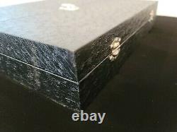 Authentic Vintage Faberge Display Presentation Case Lock Box Faux Leather Velvet