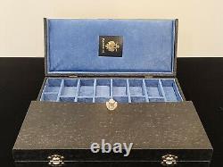 Authentic Vintage Faberge Display Presentation Case Lock Box Faux Leather Velvet