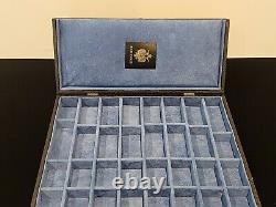 Authentic Vintage Faberge Display Presentation Case Lock Box Faux Leather Velvet