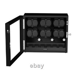 Automatic 12 Watch Winder Display Case with Blue LED Light with 6 Storage Box US
