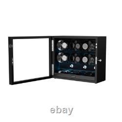 Automatic 12 Watch Winder Display Case with Blue LED Light with 6 Storage Box US