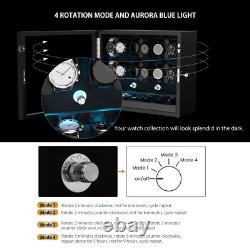Automatic 12 Watch Winder Display Case with Blue LED Light with 6 Storage Box US