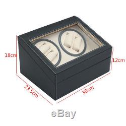 Automatic 4+6 Watch Winder Storage Rotator Luxury PU Leather Case Display Box