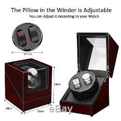 Automatic Dual Watch Winder Wood Rotating Watches Display Storage Case Box Glass