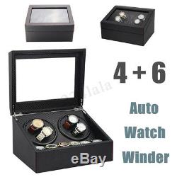 Automatic Rotation 4+6Watch Winder Watches Display Auto Winding Case Storage Box