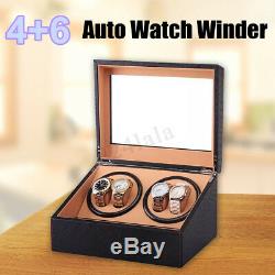 Automatic Rotation 4+6Watch Winder Watches Display Auto Winding Case Storage Box