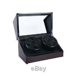 Automatic Watch Winder Carbon Fiber Jewelry Storage Case Watches 4+0 Display Box
