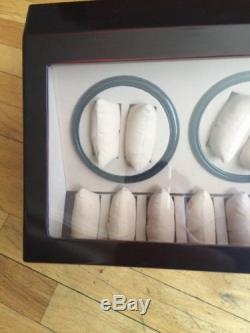 Automatic Watch Winder Red Wood Dual Double Quad 8 And 12 Storage Display Case