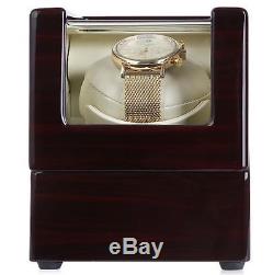 Automatic Wooden Watch Single Winder Display Storage Case Box Transparent Cover