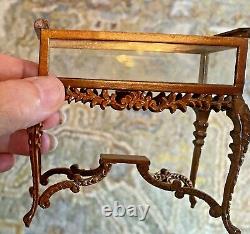 BESPAQ Display Case with Royal Tiaras on Green Velet Dollhouse 112 Miniature