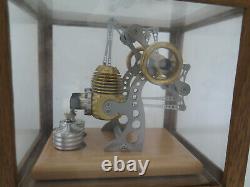 BOHM Stirling Engine HB32 Twin Tattoo in wood display case tested working ok