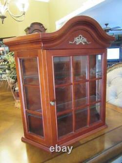 BOMBAY CO Table Top Wall Hanging Cherry Wooden Glass Curio Display Cabinet Case