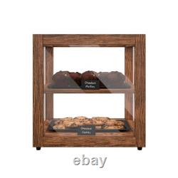 Bakery Display Case 15in Dark Wood Countertop Tempered Glass KoolMore Pastry