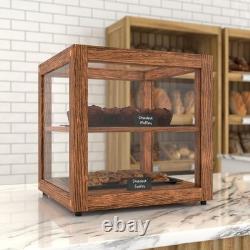 Bakery Display Case 15in Dark Wood Countertop Tempered Glass KoolMore Pastry