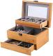 Bamboo Jewelry Box Organizer For Women Watch 3 Layers Storage Display Case Gifts