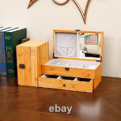 Bamboo Jewelry Box Organizer for women Watch 3 Layers Storage Display Case Gifts