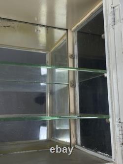 Barber Sterilizer Apothecary Display Case Antiseptic Antique Vtg Wood Glass