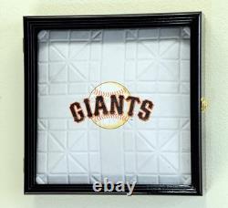 Baseball Base Display Case 18 Full Size Black MLB Plate Holder Wood Box Cabinet