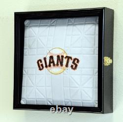 Baseball Base Display Case 18 Full Size Black MLB Plate Holder Wood Box Cabinet