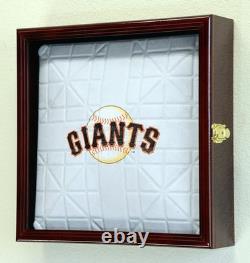 Baseball Base Display Case 3 Pack 18 Full Size Cherry MLB Plate Wood Cabinet