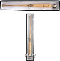 Baseball Bat Display Case Wall Mount Holder Cabinet 96% UV Horizontal Wood Frame