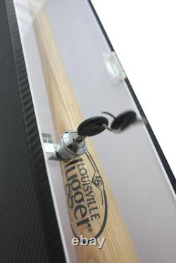 Baseball Bat Display Case Wall Mount Holder Cabinet 96% UV Horizontal Wood Frame