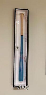 Baseball Bat Display Case Wall Mount Holder Cabinet 96% UV Horizontal Wood Frame
