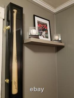 Baseball Bat Display Case Walnut Wood Ball Stick Holder Shadow Box Wall Cabinet