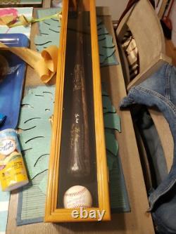 Baseball Bat Display Case Walnut Wood Ball Stick Holder Shadow Box Wall Cabinet