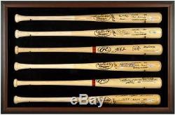 Baseball Bat Display Case with Brown Wood Frame for 6 Bats