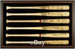 Baseball Bat Display Case with Brown Wood Frame for 6 Bats Fanatics