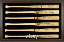 Baseball Bat Display Case with Brown Wood Frame for 6 Bats Fanatics