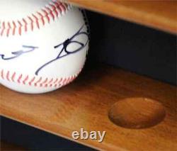Baseball Display Case 20 Cherry Wood Ball Holder Wall Rack Cabinet Shadow Box