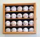 Baseball Display Case 20 Oak Wood Ball Holder Wall Rack Cabinet Lock Shadow Box