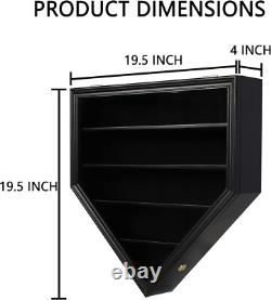 Baseball Display Case 21+ Black Wood MLB Autograph Ball Rack Holder Wall Cabinet