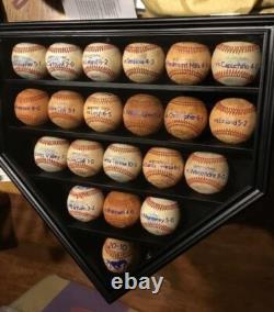 Baseball Display Case 21+ Black Wood MLB Autograph Ball Rack Holder Wall Cabinet