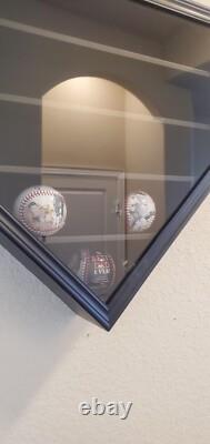 Baseball Display Case 21+ Black Wood MLB Autograph Ball Rack Holder Wall Cabinet