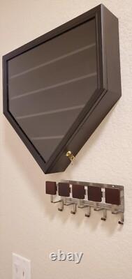 Baseball Display Case 21+ Black Wood MLB Autograph Ball Rack Holder Wall Cabinet
