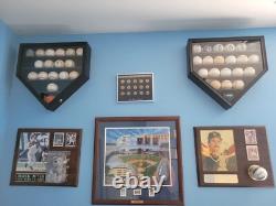 Baseball Display Case 21+ Black Wood MLB Autograph Ball Rack Holder Wall Cabinet