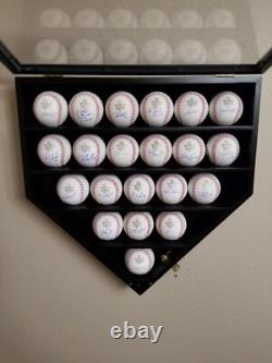 Baseball Display Case 21+ Black Wood MLB Autograph Ball Rack Holder Wall Cabinet