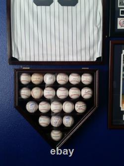 Baseball Display Case 21+ Black Wood MLB Autograph Ball Rack Holder Wall Cabinet