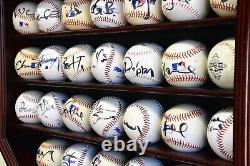 Baseball Display Case 23 Black Wood MLB Autograph Ball Rack Holder Wall Cabinet