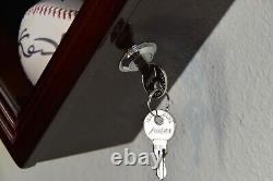 Baseball Display Case 23 Black Wood MLB Autograph Ball Rack Holder Wall Cabinet