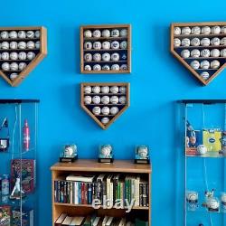 Baseball Display Case 23 Black Wood MLB Autograph Ball Rack Holder Wall Cabinet