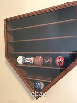 Baseball Display Case 30 Black Wood MLB Autograph Ball Rack Holder Wall Cabinet