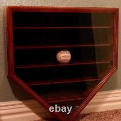 Baseball Display Case 30 Black Wood MLB Autograph Ball Rack Holder Wall Cabinet