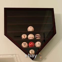 Baseball Display Case 30 Black Wood MLB Autograph Ball Rack Holder Wall Cabinet