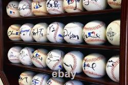Baseball Display Case 30 Cherry Wood MLB Autograph Ball Rack Holder Wall Cabinet