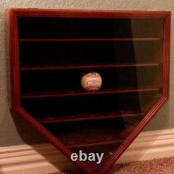 Baseball Display Case 30 Cherry Wood MLB Autograph Ball Rack Holder Wall Cabinet
