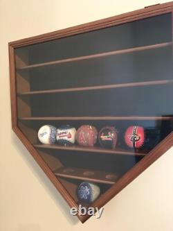 Baseball Display Case 30 Cherry Wood MLB Autograph Ball Rack Holder Wall Cabinet